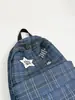 Mochila con Patrón de Estrellas a Cuadros para Estudiantes Mujeres, Gran Capacidad, Ligera, Mochila Casual, Adecuada para Escuela Secundaria y Preparatoria, Mochila Estilo Campus