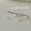 Pendientes Ovalados Brillantes de Plata de Ley S925 Sin Piedras para Mujer Estilo Ins Normcore Versátiles de Moda Diseño de Nicho Pendientes con Textura
