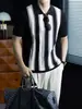 Luxo de Verão! Camisa Polo Respirável com Zíper Parcial e Malha Waffle Tricotada, Camiseta Color-Block de Manga Curta Fresca e Estilosa para Homens
