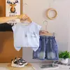 Chaleco para Niños Traje Deportivo Elegante Nuevo 2026 Verano Bebé Estampado Sin Mangas Ropa Infantil Delgado Conjunto de Dos Piezas Moderno