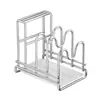 Estante para tapas de ollas de acero inoxidable, estante de almacenamiento de cocina para encimera, estante para tablas de cortar, tabla de cortar, espátula, soporte para tablas de cortar, estante de almacenamiento