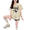 Camiseta de Manga Curta com Design Tie-Dye Super Quente 2025 para Mulheres, Fashion e Personalizada, Blusa Casual Solta Estampada que Cobre o Corpo