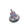 Pingente Prata 9999 Prata Pura Azul Assado em Baixa Temperatura Colar Peixes Saco da Sorte Presente de Moda Personalizado para Idosos Pingente de Prata Esterlina