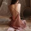 Pijama Sexy de Tirantes Largos sin Mangas con Escote en V Profundo y Espalda Descubierta Guiruo, Ropa de Casa Casual para Mujer, Traje 2122