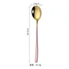 Acero inoxidable 304 estilo coreano cuchara cuchara de postre Tenedor café mango largo cuchara para mezclar vajilla occidental creativa se puede imprimir logo