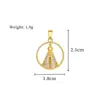 Colgante de anillo redondo con forma de abanico, moderno, para exportación y ventas transfronterizas, joyería hecha a mano para DIY, cobre con circonita cúbica microincrustada, accesorio de colgante