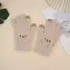 Guantes de Pantalla Táctil con Cara Sonriente de Oso Lindo Guantes Cálidos de Otoño e Invierno Estudiantes Guantes Engrosados para Ciclismo a Prueba de Frío Guantes de Dedos para Mujer