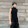 Verano Calle Principal Corte Limpio Cuello Alto Delgado Sin Mangas Chaleco Deportivo Casual Cuello Alto Seda de Hielo Rápido Camiseta para Hombre