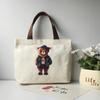 Bolsa de Lona Fofa de Ursinho Desenho Animado para Mulheres Nova Bolsa Tote Pequena Estilo Coreano Bolsa de Pano para Lancheira de Trabalho Saída Armazenamento Bolsa para Celular