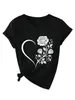 Amazon Wish loja independente moda casual elegante feminina coração rosa gola V manga curta camiseta comércio exterior transfronteiriço