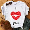 Comercio exterior wish ebay moda europea y americana labios rojos camiseta de manga corta con cuello redondo para mujer talla grande