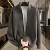 Cardigan de tricô com zíper e gola semi-alta estiloso para homens, macio e confortável para o dia a dia, cardigã simples e sofisticado
