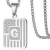 Cross-border novo 26 letras quadrado marca colar moda Joker bandeira americana aço inoxidável pingente colar em estoque atacado