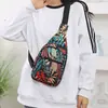 Bolsa de Peito Feminina com Alça Única | Estampa Floral, Oxford Impermeável, Multibolsos