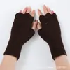 Guantes de Punto de Media Dedos Cálidos, Resistentes al Frío y al Viento para Mujer, Otoño e Invierno, Mangas para Brazos de Moda y Versátiles
