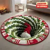 Tapete Redondo com Ilusão Visual 3D de Natal, Veludo Cristal, Decoração Criativa para Sala de Estar, Tapete com Atmosfera Festiva