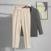 Pantalones hombre negros corte slim pantalones casuales hombre moda coreana bordado abeja largo al tobillo pantalones de traje hombre