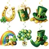 Irlanda Día de San Patricio Trébol Cuatro Hojas Verde Brillante Decoración de Fiesta Pancarta de Tirar Cadena de Flores Pancarta Colgante