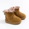 Botines cortos de estilo coreano para niña con decoración de lazo, nuevo modelo invierno 2026, botas cálidas de algodón de imitación de piel de cordero, botas de nieve para niños