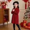 Fábrica de roupas infantis outono nova chegada vestido crianças MDD Roupas de Ano Novo estilo chinês saudações de Ano Novo roupas de tricô menina princesa