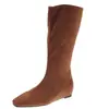Primeiro Encontro Ji Xiaogezhi Aumento de Altura Interna Botas Longas Femininas 2026 Novo Outono Inverno Retro Emagrecedoras Botas de Cano Reto Versáteis Botas de Salto Alto