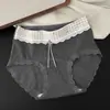 "Sussurros de Outono" Roupa Íntima Feminina Sexy de Renda, Calcinhas de Algodão Puro para Meninas, Novo Estilo 2025, Xadrez, Cintura Média