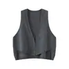 Chaleco de Punto de Lana Pura con Cuello en V Profundo para Mujer 2026 Otoño/Invierno Nuevo Chaleco Irregular sin Mangas Holgado Engrosado para Mujer