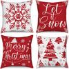 Almofada de Natal Mais Quente da Amazon com Estampa de Boneco de Neve e Papai Noel em Material de Linho Capa de Almofada Decorativa de Natal