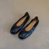 Primer Encuentro Temporada Mocasines Retro de Corte Bajo para Mujer Slip-Ons Piel Suave Suela Suave Zapatos de Abuela Planos Retro Zapatos Individuales Pequeños