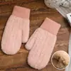 Manoplas de felpa gruesas y cálidas de doble capa para mujer de invierno, a prueba de viento y frío, 2023, nuevas, de moda para montar al aire libre, para estudiantes
