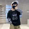Camiseta Divertida Casual para Niños Estilo Nuevo Primavera y Otoño Estampado de Dibujos Animados Camiseta Base de Algodón Puro Transpirable Manga Larga Camiseta de Moda