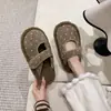 Chinelos internos de sola grossa para mulheres, quentes, fofos, bico fechado, de calçar, estilo inverno 2026, chinelos de algodão com forro de fleece, para casa