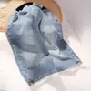 Falda Infantil Falda de Mezclilla Suave de Longitud Media Estilo Coreano Nuevo Estilo Otoño e Invierno 2025 Niños Medianos y Grandes Súper Hada por Encima de la Rodilla