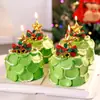 Decoración Pastel Navideño 2025 Moño Campana Enchufe Árbol de Navidad de los Deseos Estrella de Cinco Puntas Vela Decoración para Hornear