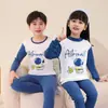 Conjunto de Ropa Interior Térmica de Algodón para Niños y Niñas Ropa de Otoño Pantalones de Otoño Suéter de Algodón Pijama para Bebé Ropa para Estudiante