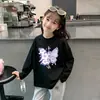 Camiseta Básica Estilosa de Desenho Animado para Outono e Primavera para Crianças Maiores e Bebês, 100% Algodão, Camiseta de Manga Longa da Moda para Meninas