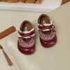 Novos Sapatos de Outono 2025 para Crianças Pequenas Estilo Coreano Sapatos de Princesa com Laço para Meninas Sapatos de Couro com Renda para Bebês Meninas