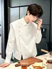 Tacto suave / Verano 2025 Camisa de Manga Corta Retro Versátil Holgada para Hombre Blanco Negro En Stock