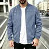 Coleção outonal masculina europeia e americana transfronteiriça: jaqueta masculina de camurça com gola baseball, jaqueta estilo aviador americana com gola alta e zíper
