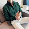 Camisa Estilo Hong Kong Manga Larga para Hombre Primavera y Otoño Nueva Waffle Color Sólido Camisa Chaqueta Camisa para Hombre Bangchuangwei Marca de Moda