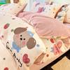 Juego de cuatro piezas de terciopelo de leche de invierno Cama engrosada Otoño e Invierno Gorro de cama con forro polar Funda de edredón Vellón coral Sábana de tres piezas para dormitorio