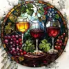 Letrero redondo de hojalata con efecto vidriera vintage con sol, luna, flores, pájaros y paisaje, pintura decorativa patriótica en placa de aluminio y hojalata para comercio transfronterizo