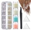 Celebridad de Internet Nuevo Flash 12 cuadrícula joyería de uñas mezcla diamante brillante cristal uñas lentejuelas Aurora resina Perla mariposa