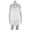 Exportación Transfronteriza Verano Nuevo Vestido Blanco Plisado con Cuello en V Ajustado a la Cadera Femenino Sexy Falda con Tirantes