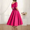 Vestido de Noche de Satén Estilo Europeo y Americano con Diseño de un Hombro Drapeado, Cintura Ceñida, Falda Línea A, Elegante Vestido de Banquete para Brindis de Novia 2026 para Fiestas