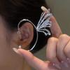 Pendientes de mariposa con borlas de circonita de estilo coreano para mujer, elegantes, de alta gama, combinables con todo, con clips para las orejas.