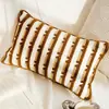 Funda de Cojín Decorativo para Sofá Cama Estilo Retro de Gama Alta Tono Crema Cojín Lumbar Marrón Funda de Cojín para Ventana de Rincón