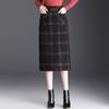 Falda Midi a Cuadros de Moda Ceñida a la Cadera para Mujer Otoño e Invierno 2025 Nueva Falda Lápiz Recta de Cintura Alta Adelgazante Elegante