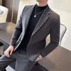 Traje masculino casual elegante para outono e inverno, blazer de lã, vestimenta masculina para negócios