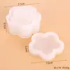 Molde para caixa de armazenamento hexagonal redonda DIY, molde de silicone para ornamento de mesa de resina cristalina com formato de flor de ameixa e coração